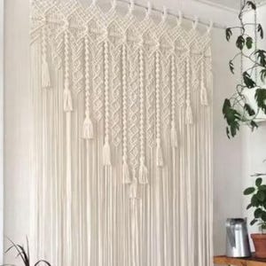 Macrame Curtains Bohemian Curtain Drapes Door Window Custom Size Curtain, Macrame Room Dividers, boho decor