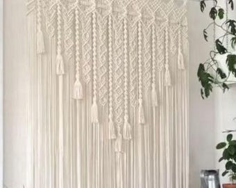 Handgemachter Makramee Vorhang: Boho Fenster Türbehang - Natürliche Baumwolle