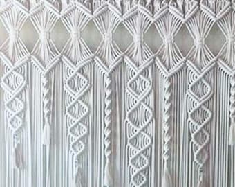 Makramee Vorhang, moderne Wandkunst, Türvorhänge, Fenster Makramee, Bauernhaus Dekor, Schlafzimmer Volant, Boho Wandteppich, Einweihungsgeschenk