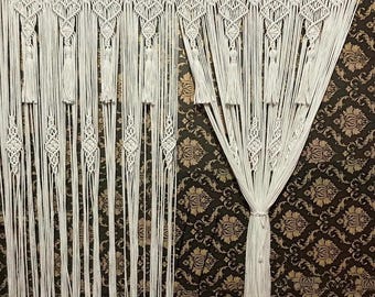 Handgemachter Makramee Vorhang: Boho Fenster Türbehang - Natürliche Baumwolle