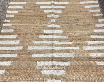 Handmade Hemp & Jute Runner: Beige White Boho Farmhouse Decor