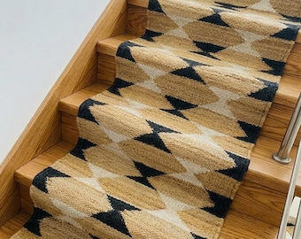 Handmade Jute Runner Rug - Custom Size, Eco-friendly, Hallway Carpet - Natural Fiber Rugs - Bohemian Entryway Decor - Narrow Long Dhurrie