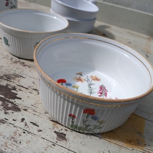 2 pezzi vintage Wild Flower di Louis Lourioux SOUFFLÉ 8 1/2" made in France
