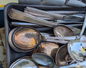 36 piece set of antique silverware monogrammed stainless steel 60s
