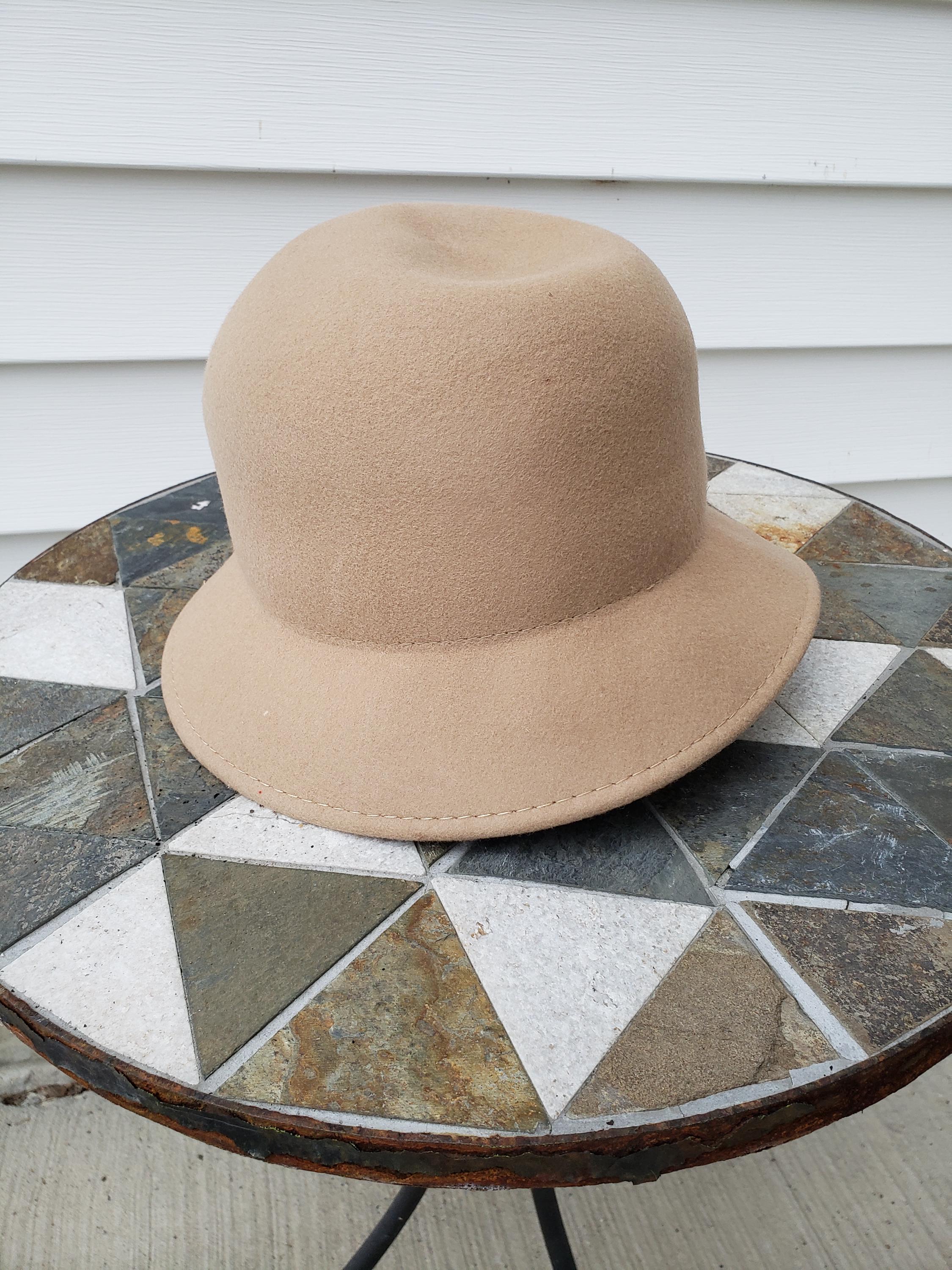 Vintage 1960s Wide Brim Hat Dolores M Chestnut Ivory Wool Felt Feather Gold Trim Vintage Designer Feather Hats - Etsy main image 2