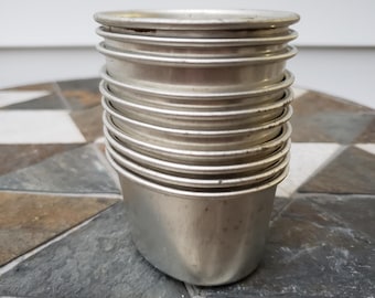 Set of vintage miniature tart baking tins zinc metal bake warehouse tins set made sweden