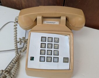 Vintage 70s Cortelco Ash Corded Desk Phone 250044-VBA-20M Beige/Almond