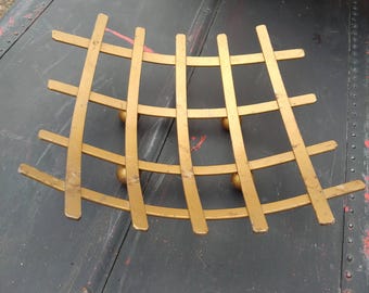 Vintage ball footed fruit tray mid century mod centerpiece gold tone