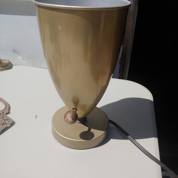 Vintage Mid Century Modern prestolite Aluminum Tabletop Lamp Uplight Torchiere  60s