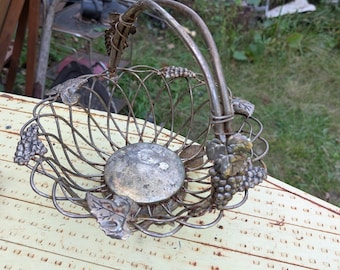 Godinger Silver Basket With Moveable Handle Vtg Decorative Patina Decor 11" flower basket