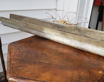 Antique French country farmhouse wooden gutter downspout section 1800s white washed primitive garden decor planter