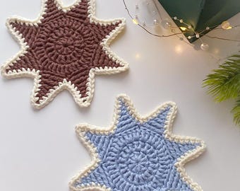 Crochet Pattern Star Coaster | Unique Christmas Coffee Table Decor (PDF)