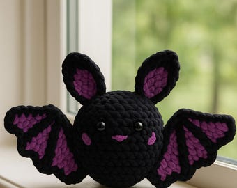 Crochet Bat Pattern PDF, Bat Crochet Pattern Plush, Cute Halloween Amigurumi Bat Toy, Halloween Crochet Pattern