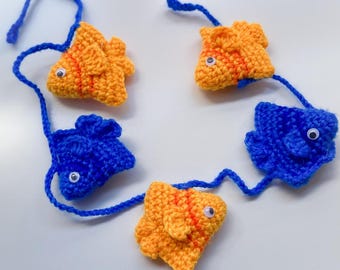 Crochet Fish Garland Pattern PDF - No Sew Fish Decor - Summer Nursery Wall Decor -  Fish Crochet Pattern