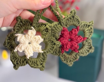 Crochet Christmas Star Flower Motif Pattern PDF | Holiday Crochet PDF Tutorial | Winter Crochet Decor | Crochet Ornament