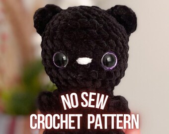 Black Cat Crochet Pattern | Cute Halloween Cat Amigurumi Pattern | Plush Crochet Keychain | Cat Lover Gift