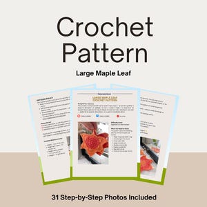Large crochet maple leaf coaster made with ombré autumn yarn. Handmade fall home décor perfect for table settings, seasonal decorations, or as a unique crochet gift