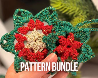 Christmas Star Ornament Pattern Bundle PDF | Star Coaster Set Crochet Pattern | Christmas Crochet Ornament Set | Star Pattern