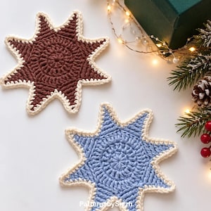 Modèle de dessous de verre étoile au crochet | Décoration de table basse de Noël unique (PDF)