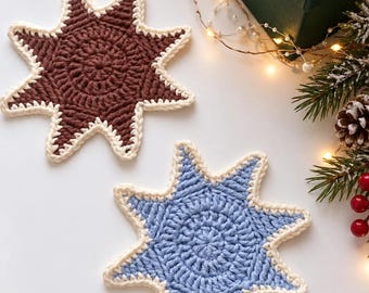 Crochet Pattern Star Coaster | Unique Christmas Coffee Table Decor (PDF)