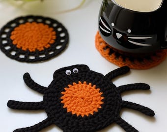 Crochet Pattern Halloween Coasters Spider & Web | Easy Fall Decor for Beginners | PDF Digital Download