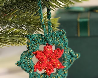 Crochet Pattern Poinsettia – Christmas Star Decor &  Diy Holiday Ornament (PDF Pattern)