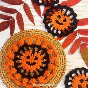 Spooky Pumpkin Crochet Coaster Pattern: Halloween Decor (PDF Download)