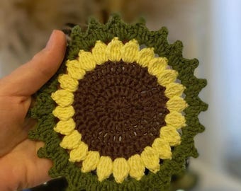 Sunflower Coaster Crochet Pattern PDF | Crochet Sunflower Mug Rug | Boho Rustic Home Decor | Cozy Coaster Pattern