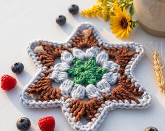 Crochet Pattern Star Coaster – Boho Table Decor (PDF Pattern)