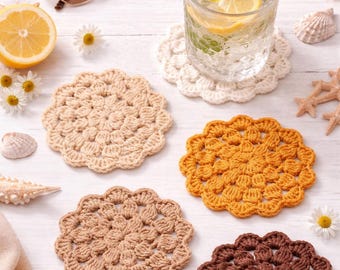 Crochet Coaster Pattern – Modern Round Coaster, Beginner PDF (Digital Download)