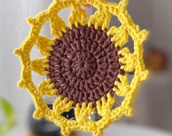 Sunflower Coaster Crochet Pattern PDF | Sunflower Pattern Flower Coaster | Table Decor Coaster Set | Crochet Patterns