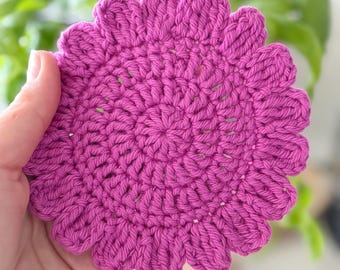 Crochet Flower Coaster Pattern | Beginner Mug Rug, Home Decor (PDF)