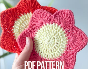 Flower Coaster Crochet Pattern PDF - Easy Mug Rug Coaster Set - Cute Flower Cup Holder - Beginner Crochet Coasters - Crochet Gifts