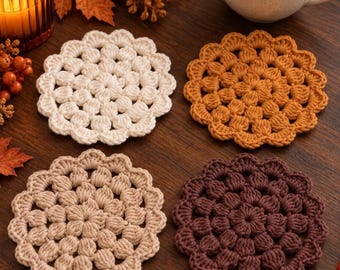 Crochet Flower Coaster Pattern, Beginner Friendly, Boho Table Decor (PDF Download)