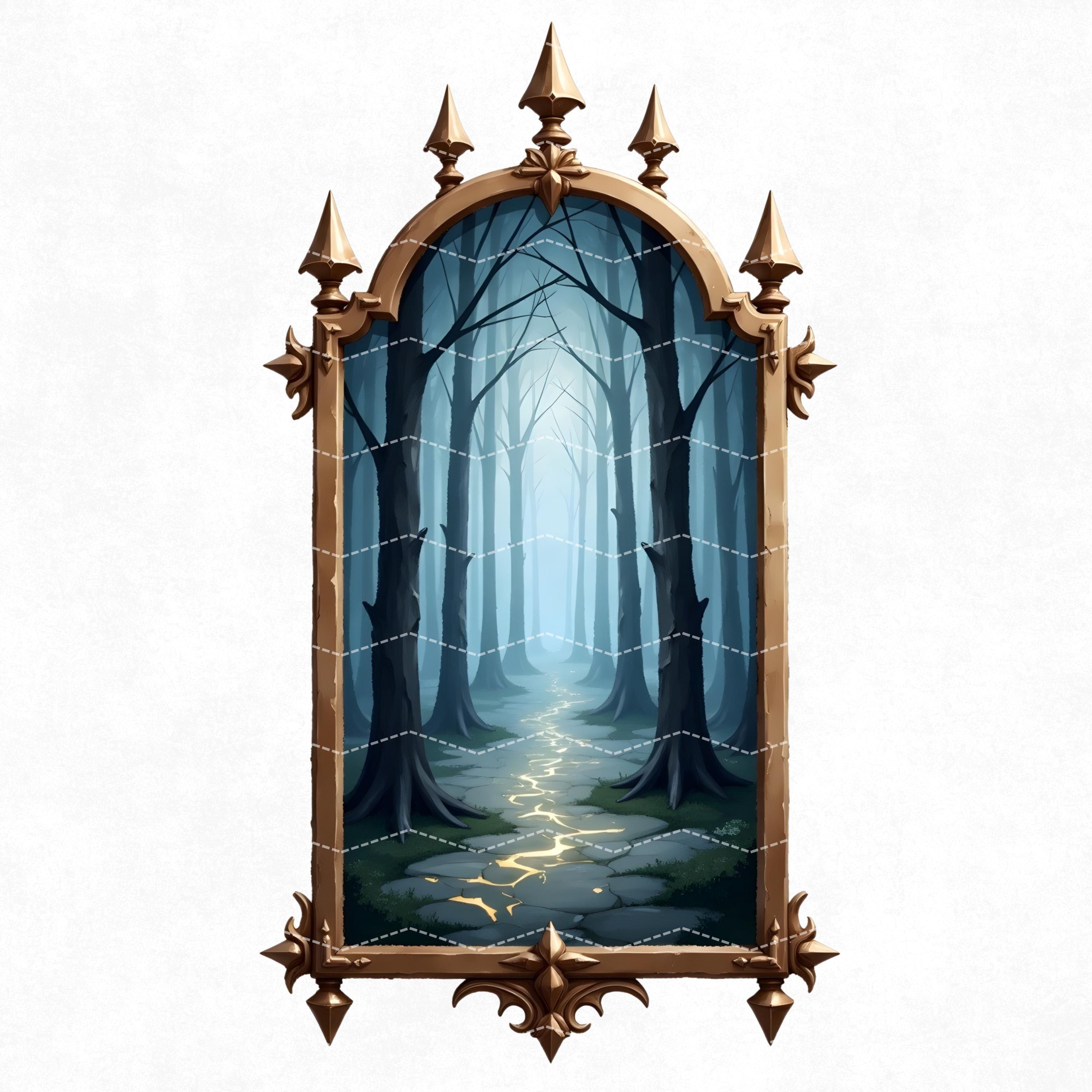 Magic Mirrors Clipart Set, Enchanted and Mystic Mirror Watercolor Pngs ...