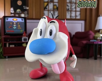 3D Printed Stimpy Figure – Retro Cartoon Collectible | Handmade Geek Gift | Nostalgic 90s Fan Art Figurine