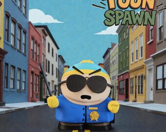 Officer Eric Cartman-inspired Statue — 12cm — 3D-Printed Collectible — Fan Art Desk Decor