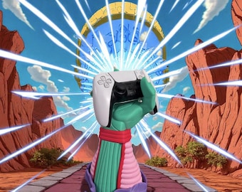 3D Printed Controller Stand – Piccolo Hand (Green & Orange Power Awakening) – Dragon Ball Z Inspired – Gamer Accessory