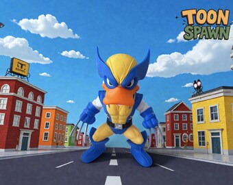 Donald Duck x Wolverine Crossover Figure – 29cm – Comic & Movie Variant – Unique Fan Art Collector's Item