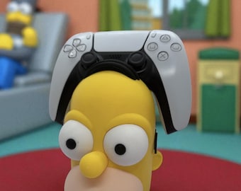 3D Printed Controller Stand – Homer Head | Cartoon Gamer Holder | Funny Handmade Geek Gift | Console Accessory