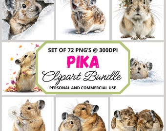 Pika-clipartbundel | 72 vectorillustraties van wilde dieren (digitale download)