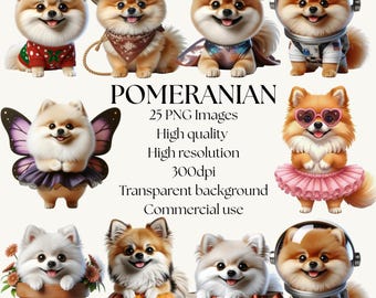 Pommeren hond clipart | 25 grillige png-illustraties (digitale download)