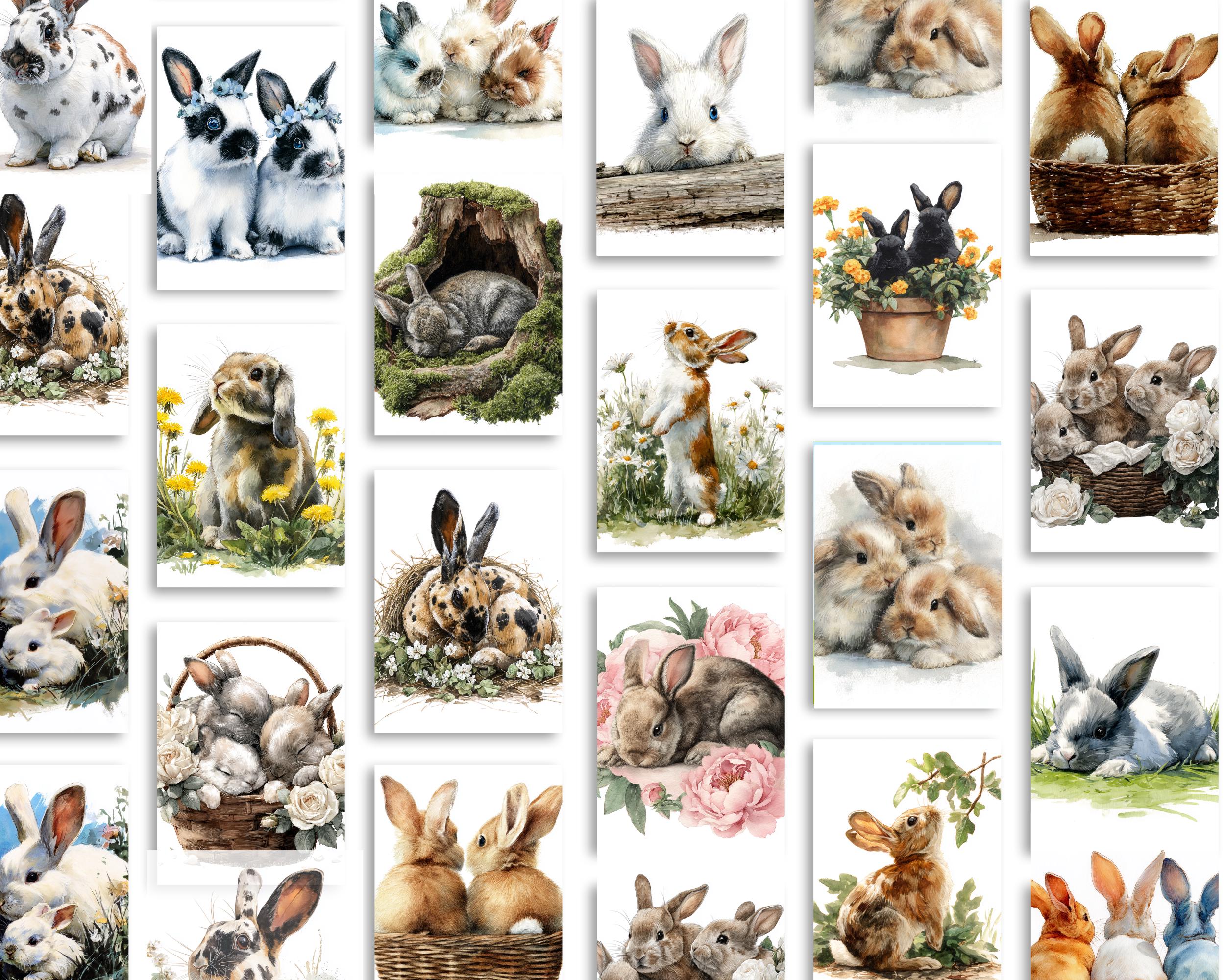 Watercolor Rabbit Clipart PNG: 25 Bunny Illustrations (digital Download ...