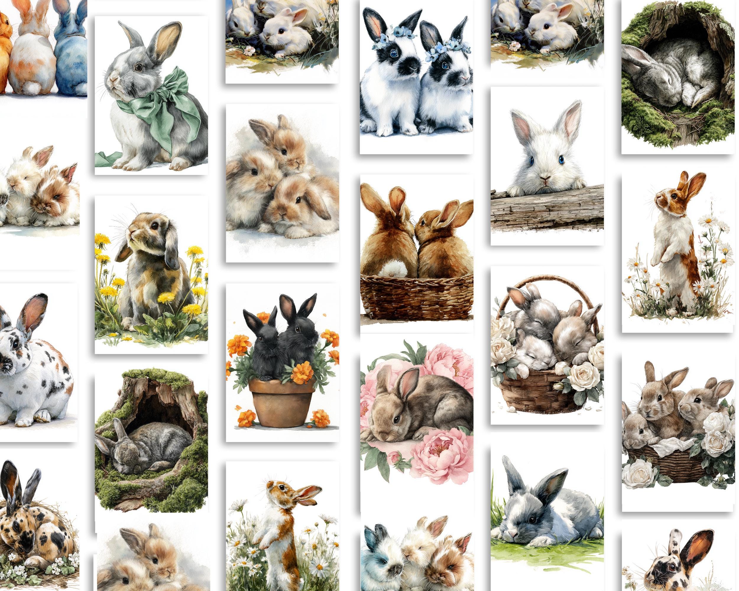 Watercolor Rabbit Clipart PNG: 25 Bunny Illustrations (digital Download ...