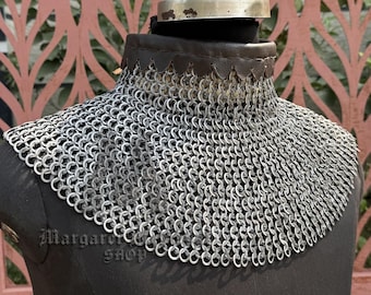 中世のステンレススチール製チェーンメイル ゴルジェット / 首の保護