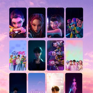 K-Pop Demon Hunters 50 Photocard Template Huntrix Saja Boys Rumi Jinu Zoey Mira