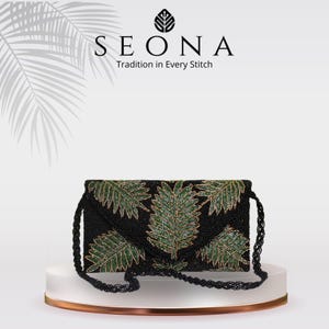 Hand-Embroidered Beaded Clutch: Pakistani Artisan Pearl Purse