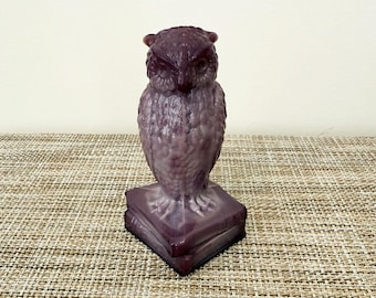Degenhart Purple Slag Glass Owl on Books Figurine