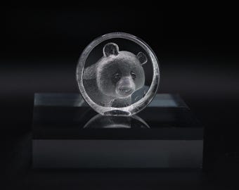 Paperweight Lead Crystal Panda Bear by Mats Jonasson