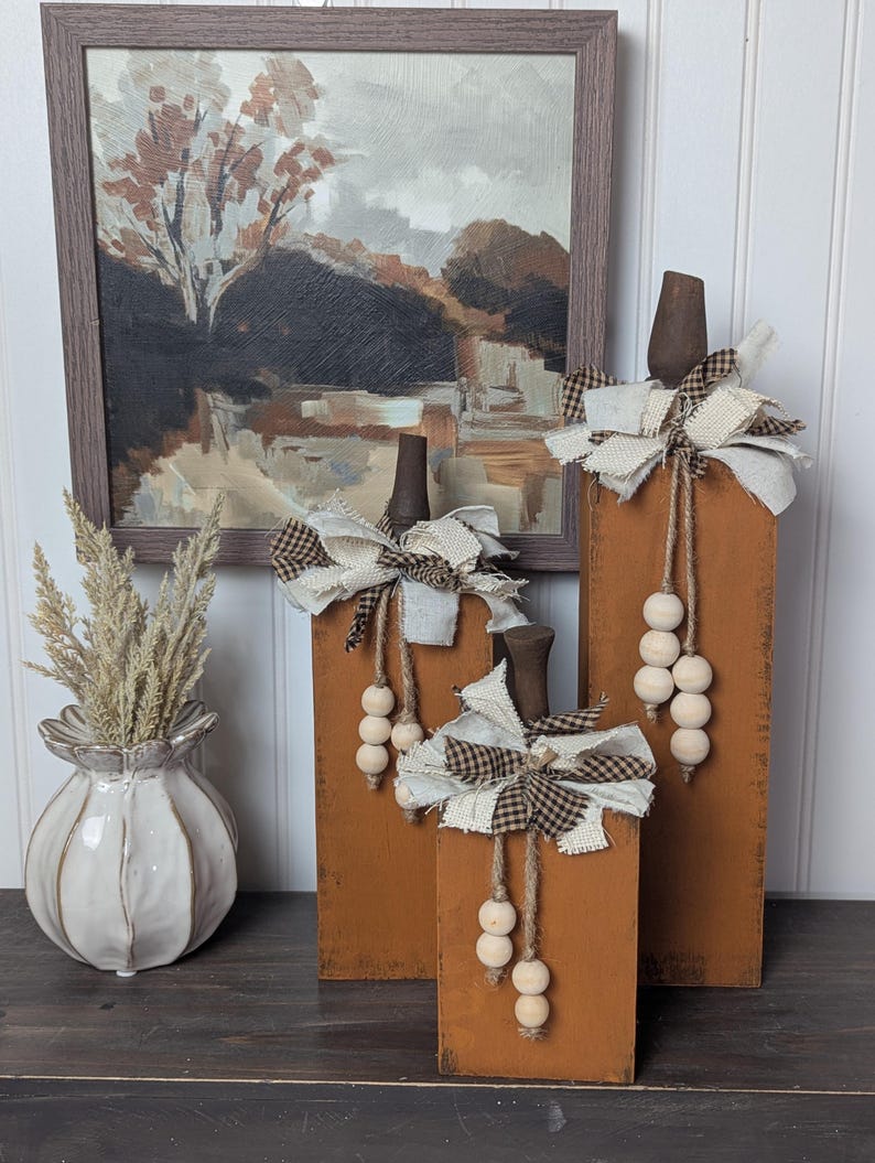 Rustic Handmade Wooden Pumpkin Set: Farmhouse Fall Decor - Etsy